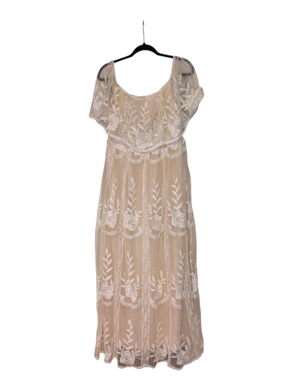 Baltic Born Cream Maxi Dress with White Floral Lace